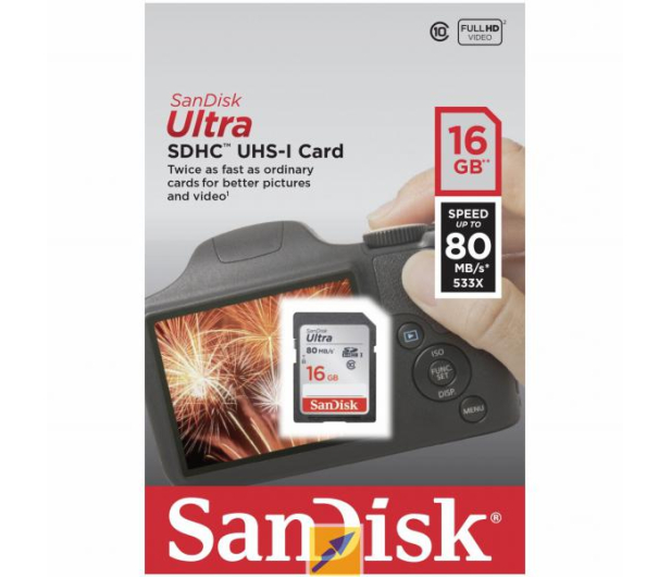 Sandisk 16GB SDHC Ultra Class10 80MB/s UHS-I - 265000 - zdjęcie 3